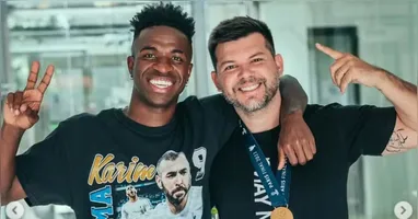 Edu Peixoto ao lado de Vini Jr