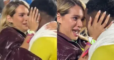 Ao fim do confronto, Endrick foi recebido por Gabriely Miranda em campo, visivelmente emocionado.