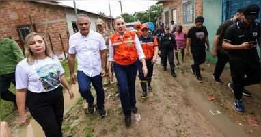 Nesta quarta-feira (4), a vice-governadora Hana Ghassan esteve no município para acompanhar a situação das famílias atingidas e reforçar o apoio do Estado.