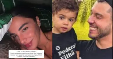 De acordo com Gabriela, o pequeno Léo pediu que ela dormisse ao seu lado antes de saírem para um compromisso.