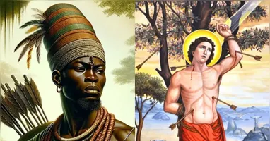 São Sebastião é sincretizado com Oxóssi nas religiões de matriz africana.