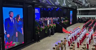 O evento marcou a passagem da faixa de governador do Pará de Helder Barbalho para Hana Ghassan.