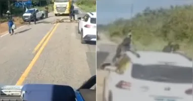 No vídeo, o motorista relata o momento de tensão enquanto trafegava pela estrada.