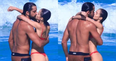 O casal aproveitou o dia de sol juntos.