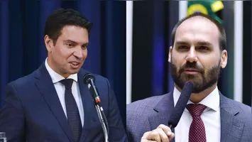 Imagem ilustrativa da notícia Motta cassa mandatos de Eduardo Bolsonaro e Alexandre Ramagem