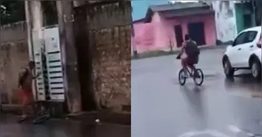 Homem é flagrado tentando furtar cabos elétricos no Tenoné, provoca curto-circuito e foge de bicicleta após ser repreendido por moradores em Belém
