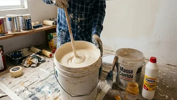 O acabamento se assemelha ao da tinta de cal colorida, porém com resultado mais uniforme e durável.