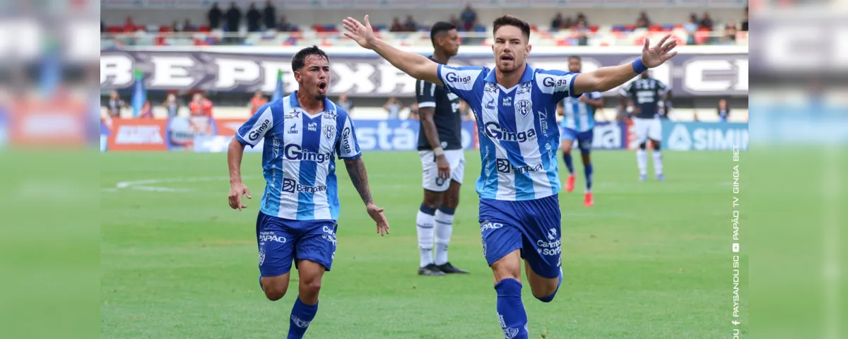 Caio Mello comemora o primeiro gol bicolor no Re-Pa 782, pela decisão do Parazão 2026.