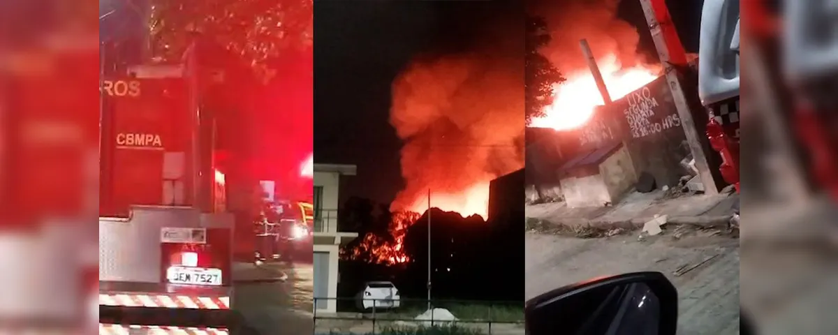 As chamas do incêndio ocorrido no bairro do Coqueiro eram tão intensas que podiam ser vistas de vários pontos da região durante a madrugada.