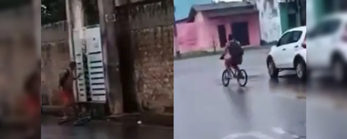Homem é flagrado tentando furtar cabos elétricos no Tenoné, provoca curto-circuito e foge de bicicleta após ser repreendido por moradores em Belém