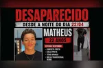 Desaparecido desde a noite da última quarta-feira (22), Matheus, de 22 anos, é procurado por familiares e amigos.
