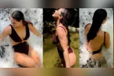 Paolla Oliveira compartilhou fotos em cachoeira no Rio de Janeiro e recebeu uma enxurrada de elogios dos seguidores.