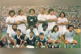 O Remo que venceu o Inter em 1974. De pé: Rosemiro, Elias, Dico, China, Rui Azevedo e Cuca; agachados: Caíto, Alcino, Mesquita, Roberto e Neves.
