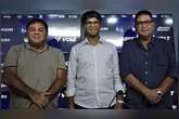 Novo executivo do Remo, Luís Vagner Vivian, ao lado do vice-presidente Milton Campos e do presidente Antônio Carlos Teixeira
