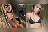 Em uma das publicações, Mariana aparece curtindo a piscina em clima de total descontração.