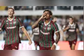 John Kennedy celebra o gol da vitória do Fluminense sobre o Santos na Vila Belmiro, pela 12ª rodada do Brasileirão