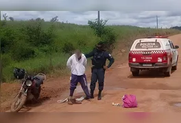 Suspeito foi detido durante patrulhamento ostensivo da Polícia Militar em estrada vicinal de Ourilândia do Norte.