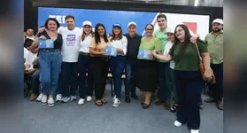 O governador Helder Barbalho e a vice Hana Ghassan estiveram presentes no evento.