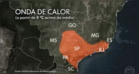 Mapa exibido pelo Jornal Nacional mostra o Pará posicionado no lugar do Paraná, durante reportagem sobre a onda de calor no país.