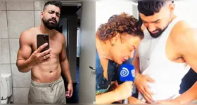 Dilsinho se diverte ao revelar hábito curioso durante conversa descontraída com David Brazil em evento da FM O Dia.