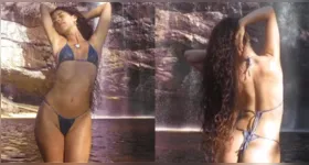 Marina Sena curte dia de descanso em cachoeira de Minas Gerais e compartilha momentos de férias com amigas.