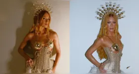 Marina Ruy Barbosa acompanha os desfiles do Grupo Especial na Sapucaí e responde com bom humor às críticas sobre sua aparência nas redes sociais.