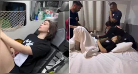 Melody aparece deitada em maca dentro de ambulância após passar mal depois de show no After Folia, em Grajaú (MA).
