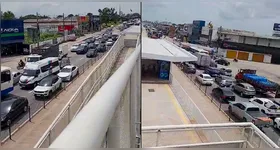 Vídeos que circulam nas redes sociais mostram longo engarrafamento na saída de Belém, na manhã desta terça-feira (30).