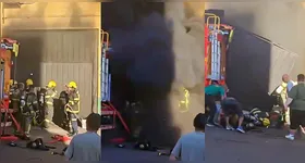 Vídeo registra o momento exato da explosão durante o incêndio no supermercado, que atingiu bombeiros que atuavam no combate às chamas no centro de Santana do Livramento.