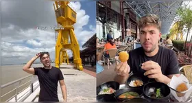 Em um vídeo publicado no Instagram, o alagoano começa experimentando a tradicional unha de caranguejo e em seguida prova outras iguarias, como a coxinha paraense de camarão com jambu, maniçoba e tacacá.