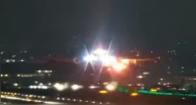 Víde registra explosão na turbina esquerda do Airbus A330 da Delta durante decolagem em Guarulhos, em São Paulo.