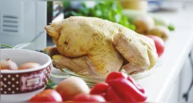 Frango pode ser dividido em peito, coxa, sobrecoxa, asas e carcaça.