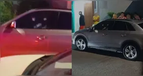 Marcas dos disparos na janela do carro das vítimas