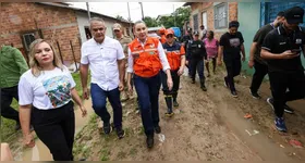 Nesta quarta-feira (4), a vice-governadora Hana Ghassan esteve no município para acompanhar a situação das famílias atingidas e reforçar o apoio do Estado.