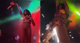 Durante o show, a cantora brincou com as faíscas da pirotecnia, as famosas “estrelinhas".