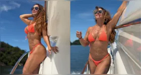 Viviane Araújo aproveita passeio de barco e exibe boa forma aos 50 anos, recebendo elogios de fãs e colegas de elenco nas redes sociais.