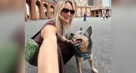 A engenheira Mariani em última foto com o cachorro Chopp