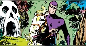 O Fantasma, criado por Lee Falk em 1936: o primeiro herói mascarado a usar o icônico traje colante.