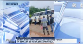 Imagens mostram o momento em que estudantes precisaram deixar o veículo pela janela.