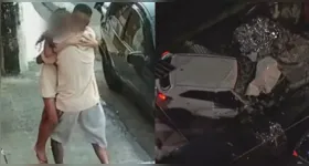 As imagens, captadas por uma câmera de segurança, mostram o instante em que o homem segura a menina contra o peito poucos segundos depois do impacto