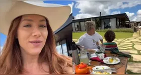 Com uma café da manhã ao ar livre e uma mesa farta e decorada, o casal apareceu acompanhado dos filhos Titi, de 12 anos, Bless, de 11 e Zyan, de 5.