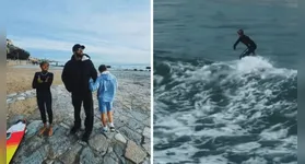 Apesar do mar apresentar ondas desafiadoras, elas aparentavam ser ideais para iniciantes.