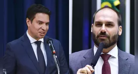 Imagem ilustrativa da notícia Motta cassa mandatos de Eduardo Bolsonaro e Alexandre Ramagem