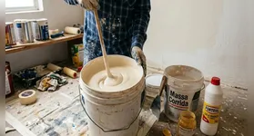 O acabamento se assemelha ao da tinta de cal colorida, porém com resultado mais uniforme e durável.