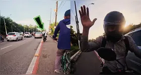 Ciclista e influenciador Azul Sky registra invasão de ciclofaixa por motociclistas na Avenida Centenário, em Belém, e acaba sendo agredido durante a gravação do vídeo