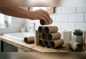 Tubos de papel viram organizador de cabos eficiente