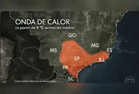 Mapa exibido pelo Jornal Nacional mostra o Pará posicionado no lugar do Paraná, durante reportagem sobre a onda de calor no país.