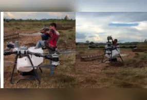 Piloto paraense "entra" no drone e se desloca de um local para o outro no equipamento
