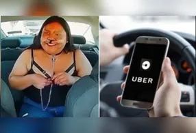 No registro, a passageira, se comporta como um cachorro, emitindo sons de latido e rosnado