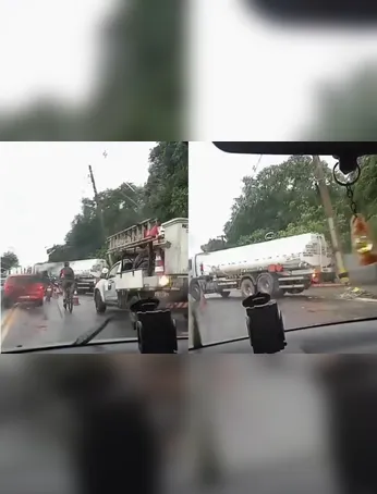 A colisão causou lentidão na via.